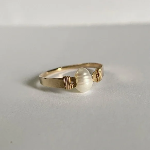 14k Gold filled pearl ring handmade - Picture 2 of 9